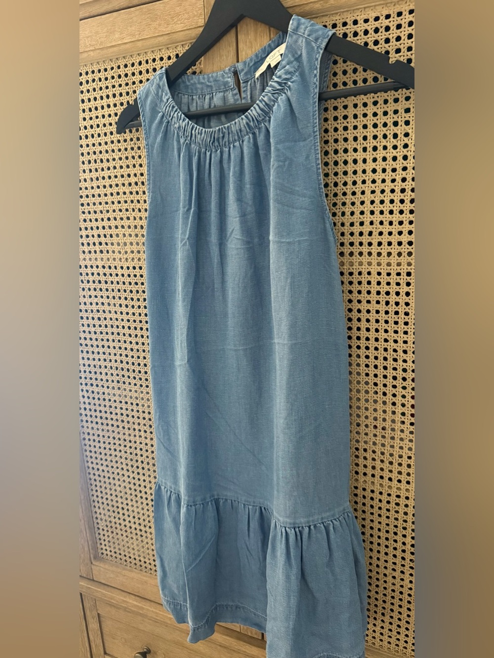 Loft Sleeveless Blue Ruffle-Hem Denim Dress- size small